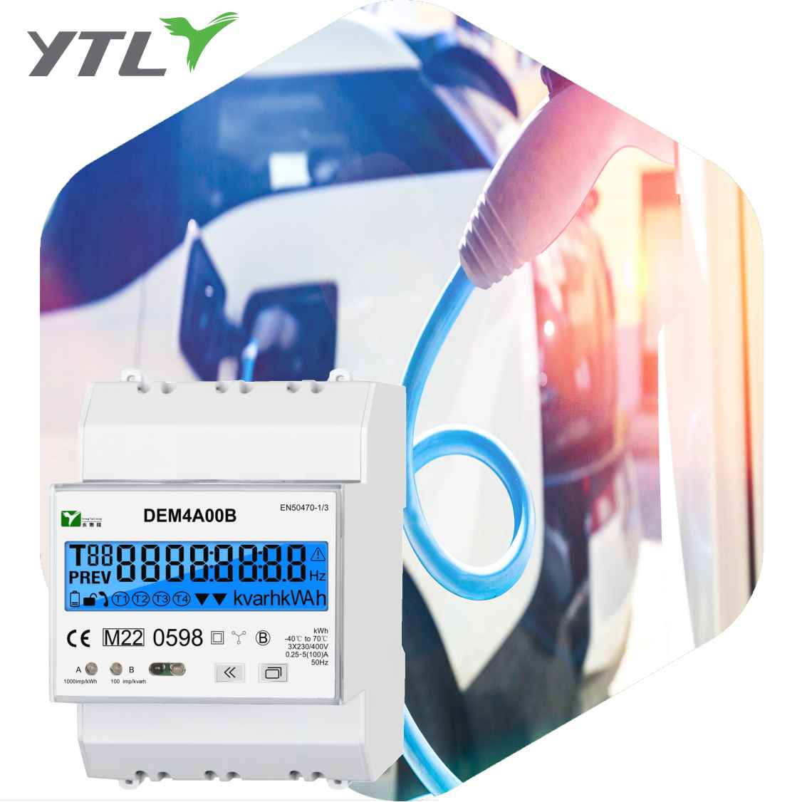 YTL DEM4A 1000imp/kvarh DIN Rail MID Energy Meter