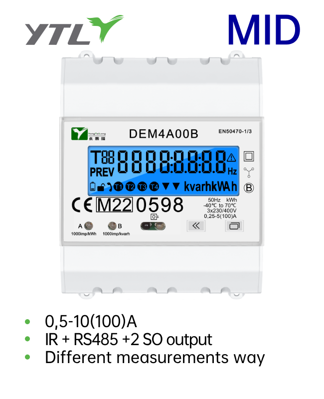 YTL DEM4A 1000imp/kvarh DIN Rail MID Energy Meter