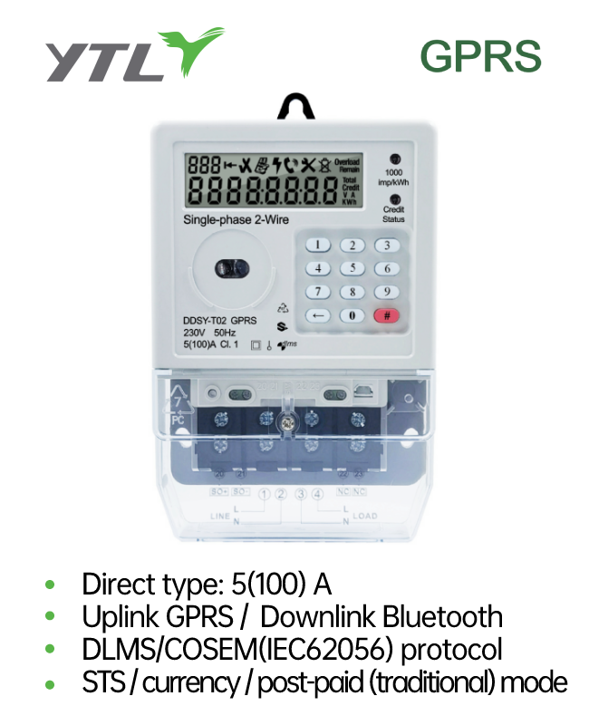 YTL ODM factory GPRS Watt hour meter with 4G or 3G  