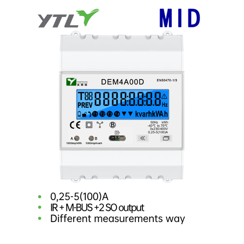 YTL DEM4A MAX 100A DIN Rail 3 Phase Meter mbus protocol YTL DEM4A MAX 100A DIN Rail 3 Phase Meter mbus protocol