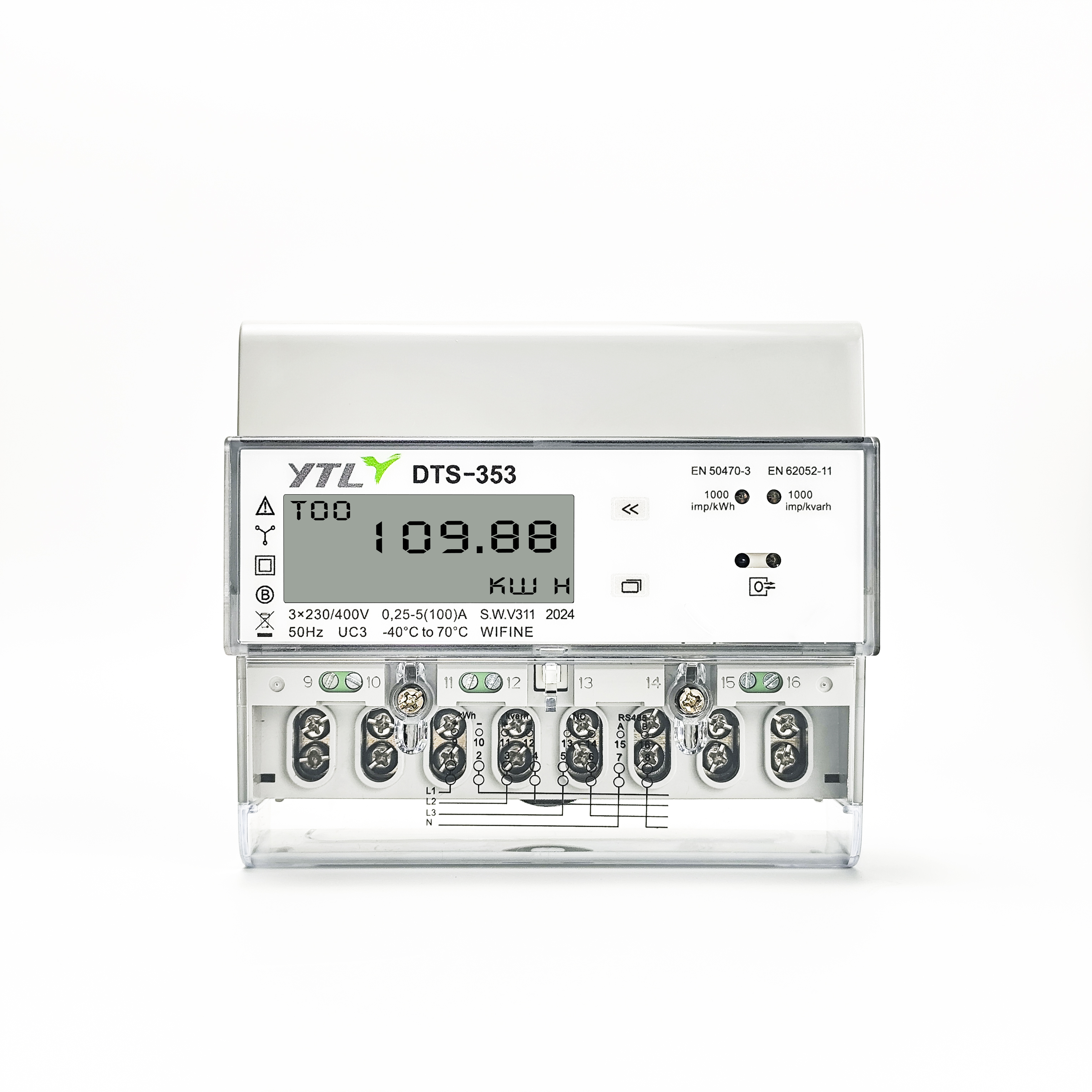Three-Phase Four-Wire Smart Electricity Meter with RS485